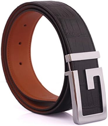 Sweet Home Gift 100% Genuine Leather Belts- Men's Fashion Jeans Suit Belts(Black Crocodile+Silver Buckle 110cm)
