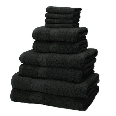 Turkish Cotton 10 Piece Towel Bale, Black