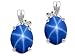 3.01 cttw 14k Gold Lab Created Oval Star Sapphire and Diamond Earrings - 14kt Yellow Gold