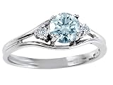 0.69 cts Genuine Aquamarine and Diamond Ring - 14kt White or Yellow Gold