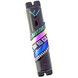 Glistening Stripes Glass Mezuzah Metallic on Black