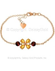 14k Rose Gold Floral Bracelet with Citrines and Garnets