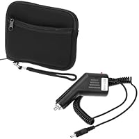 GTMax Mini-USB Car Charger Vehicle Power Adapter + Black 5.2-inch Neosprece Zipper Case for TomTom XL 335 / XXL 540 ,Garmin nuvi 2300-series nĂ¼vi 2370LT ,Magellan RoadMate 2035 / 2045 / 5045