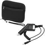GTMax Rapid Car Charger + Black Neoprene Sleeve Zipper Case fit up to 5.2 inch 5.2" GPS for TomTom XL 335 / XXL 540 ,Garmin nuvi 2300-series nüvi 2370LT ,Magellan RoadMate 2035 / 2045 / 5045