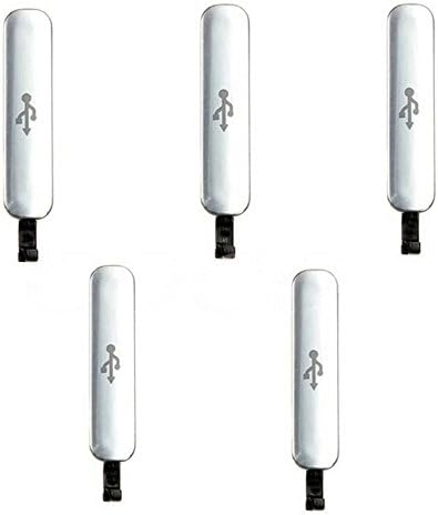 Fionatech Silver 5pcs USB Charging Port Cover For Samsung Galaxy S5 I9600 G900A G900V G900P G900