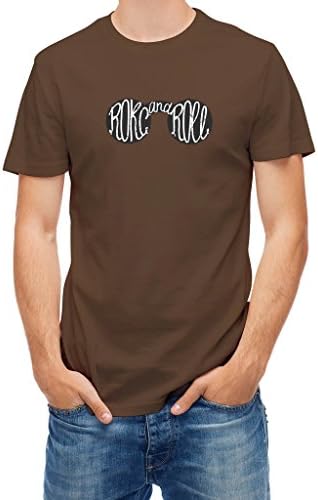 T shirt Rock and roll music sunglasses Brown Earth XL