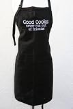 Black Embroidered Apron Good Cooks Never Run Out of Friends