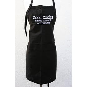 Black Embroidered Apron Good Cooks Never Run Out of Friends
