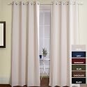 Premium Solid Grommet Top Thermal Insulated Blackout Curtain 84" Length 1 Pair-BEIGE