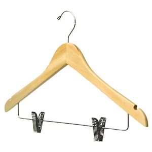 Blonde Wood Suit Hanger with Clips - Set of 5