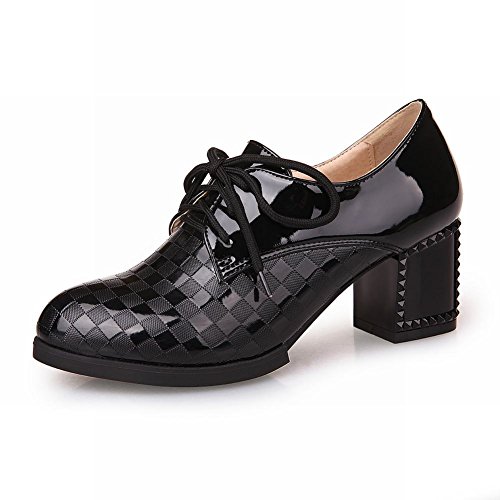 Latasa Women's Fashion Suede Mid-heel Lace-up Chunky Western Oxford Shoes