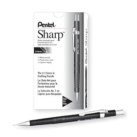 Pentel Sharp Automatic Pencil, 0.5mm Lead Size, Black Barrel, Box of 12 (P205A)