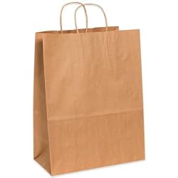 BOXBGS106K - 13 x 7 x 17 Kraft Paper Shopping Bags