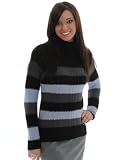 Long Sleeve Trendy Stripe Turtleneck Sweater Wool Blend Junior Sizes