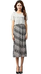 Short Sleeves Chiffon Fit-and-Flare Summer Colorblocking Lace Cocktail Evening Dress/Prom Dress/Party Dress/Maxi Dress 