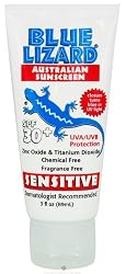 Blue Lizard Sunscreen Sensitive chemical frr, Fragrance free, SPF 30+, 3fl.oz