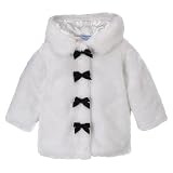 Bon Bebe White TG Velvet Bow Faux Fur Coat - 3T