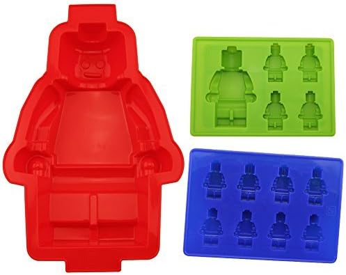Minifigure Silicone Mold in Three Different Sizes. Including 1 Large Figure&1 Medium-sized Figure &1 Minifigure Ice Cube Tray or Cake,candy,jelly &Chocolates Silicone Mold for Lego Lovers Color: Red&Green&Blue 2 Model: (Home & Kitchen)
