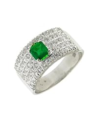 1.60 ct White Gold Emerald & Diamond Ring 14 K