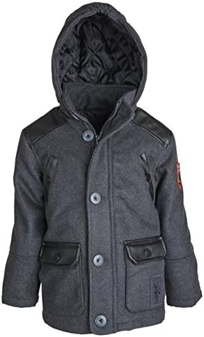 USPA Big Boys Wool Feel and Leather Classic Winter Jacket with Quilted Lining