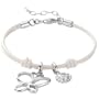 Fossil Damen-Charms Armband Schmetterling Zirkonia Leder Weiss 16-19,5 Cm JF85975040