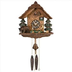 Cuckoo Clock with Fisherman and Bear