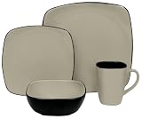 Hearthstone Stoneware Square 16-Piece Set, Service for 4, Stone