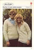 Silver Needles Knitting Pattern, His & Hers V Neck Cable Sweater, Sizes Chest/Bust 34,36,38,40", 86.5,90,96,5,101.5 cm, Pattern Number 30