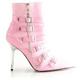 Womens Sexy Pink Ankle Boot Chain and Buckles 4 Inch Stiletto Heel