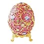 Swarovski Crystals 24K Gold Flowered Pink Faberge Style Egg Box Ring Jewelry Insert Pill Box FREE Ship