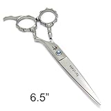 Harutake Professional Hair Cutting Scissors Shears Barber Thinning 5.5 6.5 Bamboo Handler+ Hidden Tension Screw with Light Blue Crystal