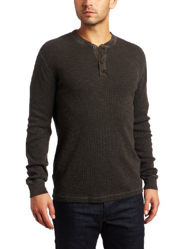 Lucky Brand Mens Long Sleeve Henley Thermal Shirt, Holiday Black, Small
