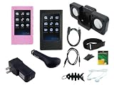 iShoppingdeals - 12 Item Premium Accessories Bundle for Samsung YP P2 MP3 Plaayer, Black/Pink Silicone Skin + USB Car Charger + USB Travel Charger + USB Datal Cable + 3.5mm Audio Cable + Black Speaker + Headphone + Armband + Belt Clip + Screen Protector + Fishbone Keychain