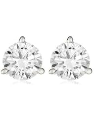 14k White Gold 3 prong Diamond Solitaire / Stud Earrings (1/2 cttw, HI color, I1-I2 Clarity)