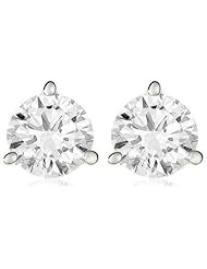 14k White Gold 3 prong Diamond Solitaire / Stud Earrings (3/4 cttw, HI color, I1-I2 Clarity)