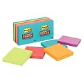 3M 65412SSMB Super Sticky Notes, 3" x 3", Assorted Samba Colors, 12 90-Sheet Pads Per Pack