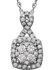 3/4 ct tw Halo-Styled Diamond 18" Necklace in 14k White Gold