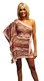 Fashion Victim, Mini Robe/ Tunique en Asymétrique, Imprimé Contraste, Style Rétro
