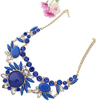 Ocaler®Womens Fashion Mixed Crystal Irregular Bubble Bib Choker Statement Necklace Pendant Chain (Sapphire Blue)