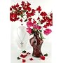 X80 "Red Swirls Lady Bust" Handblown Art Glass Vase