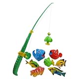 Rod and Reel Fishing Bath Toy Set for Kids with 8 Unique Fish