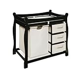 Badger Basket Company Sleigh Style Changing Table with Hamper/3 Baskets in Black