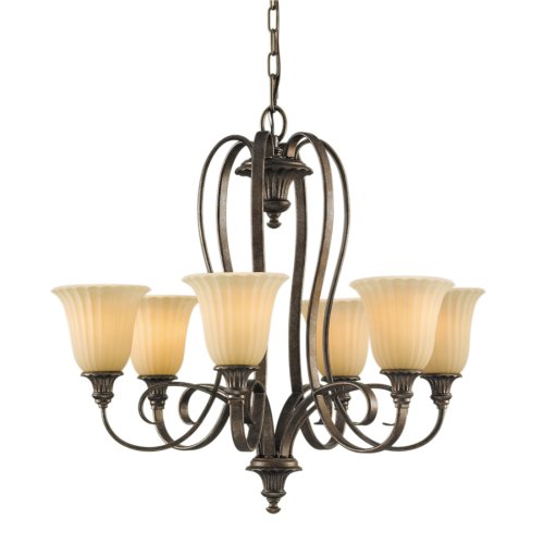 Murray Feiss F2280/6BRB Somerset Six-Light Chandelier, British Bronze with Dark Cream Scavo Glass Shades