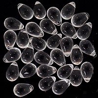 Czech Glass Beads 9mm Teardrops Crystal Clear (50)