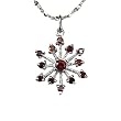 Sparkling Garnet Cubic Zirconia Snowflake Platinum Overlay CAREFREE Sterling Silver Pendant Necklace