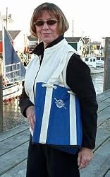 Royal Blue Crochet Knitting Nantucket Bagg Natural Straps 422 Reversible Zip Bag