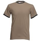 Fruit of the Loom Ringer Cotton T-Shirt Khaki / Graphite Small (35-37¨)
