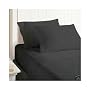 Solid Black Queen Size Sheet Set 300 Thread Count 100 % Egyptian Cotton 4pc Deep Pocket Bed Sheet set By LuxuryEgyptianCotton