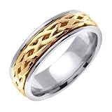 Celtic Wedding Band in 14K Two Tone Gold (6.5mm)