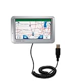 Coiled Power Hot Sync and Charge USB Data Cable w/ Tip Exchange for the Garmin Nuvi 750 - Gomadic Brand